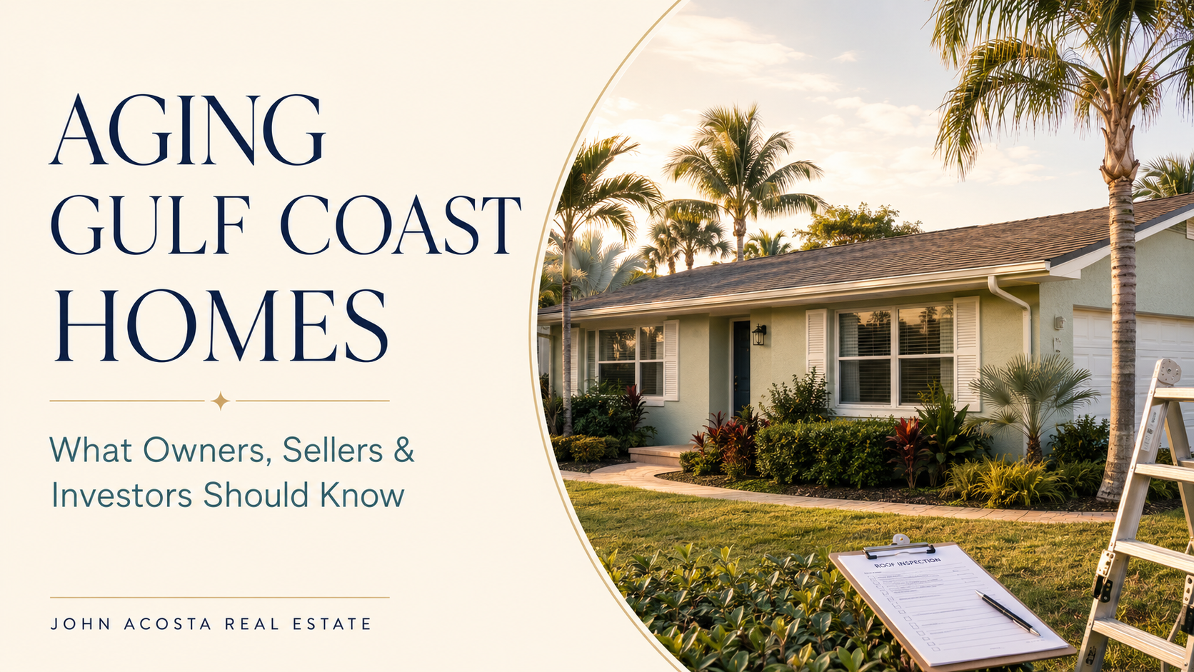 Established Gulf Coast home prepared for a roof inspection in Sarasota and Manatee, Florida
